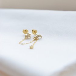 "Cosmic Chain Star &amp; Moon" guld (single) i 925 sterling silver