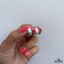 "Luna" Small chunky hoops with stones in silver