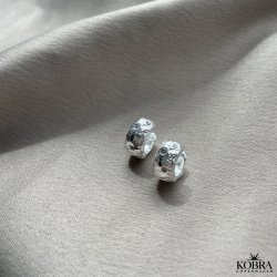 "Luna" Small chunky hoops with stones in silver