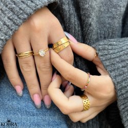 "Hattie" 18 karat forgyldt hammerslet 3i1 ring