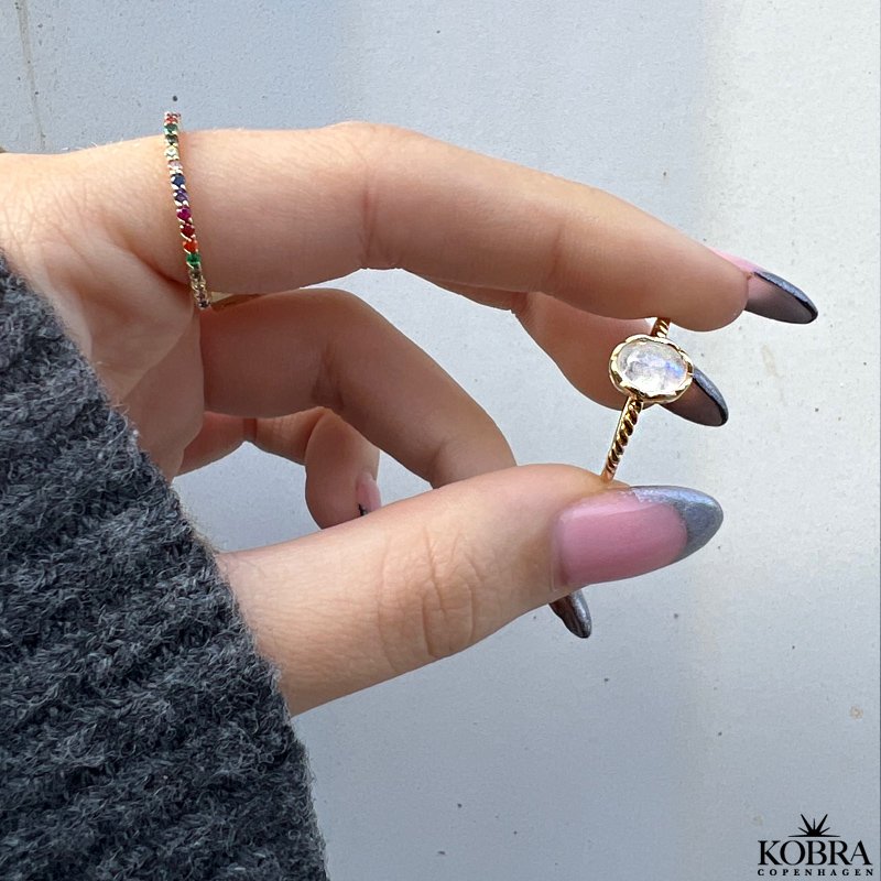 "Hawaii" 18 karat forgyldt ring med multifarvet sten