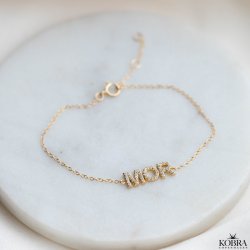 "MOR" guld armbnd med sten