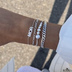 "MOR" slv armbnd med sten