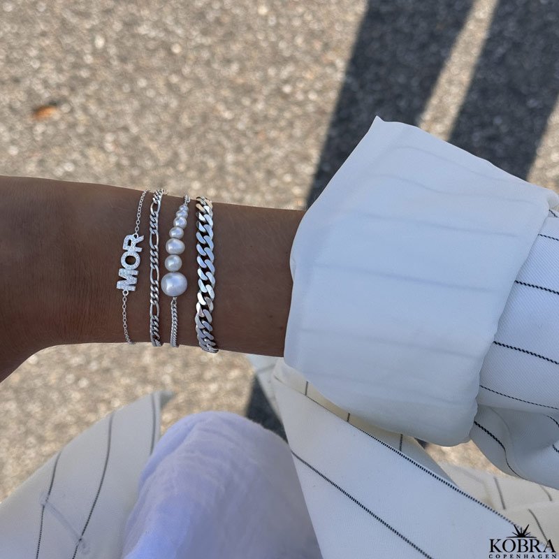 "MOR" slv armbnd med sten