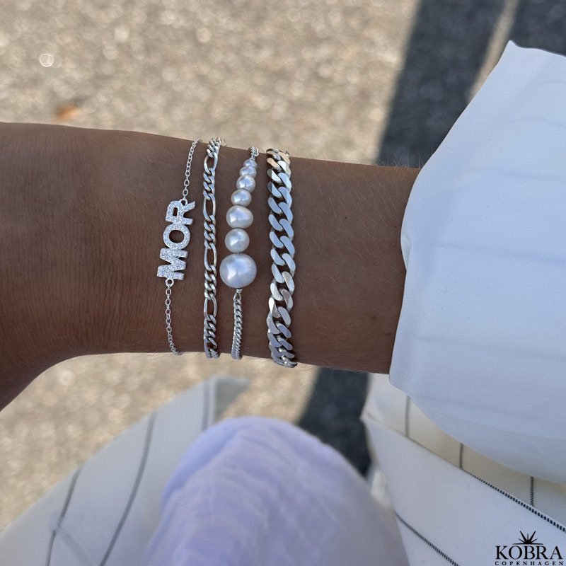 "MOR" slv armbnd med sten