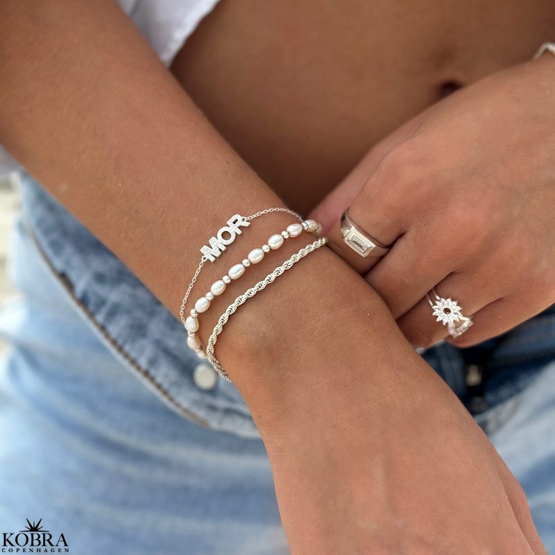"MOR" slv armbnd med sten