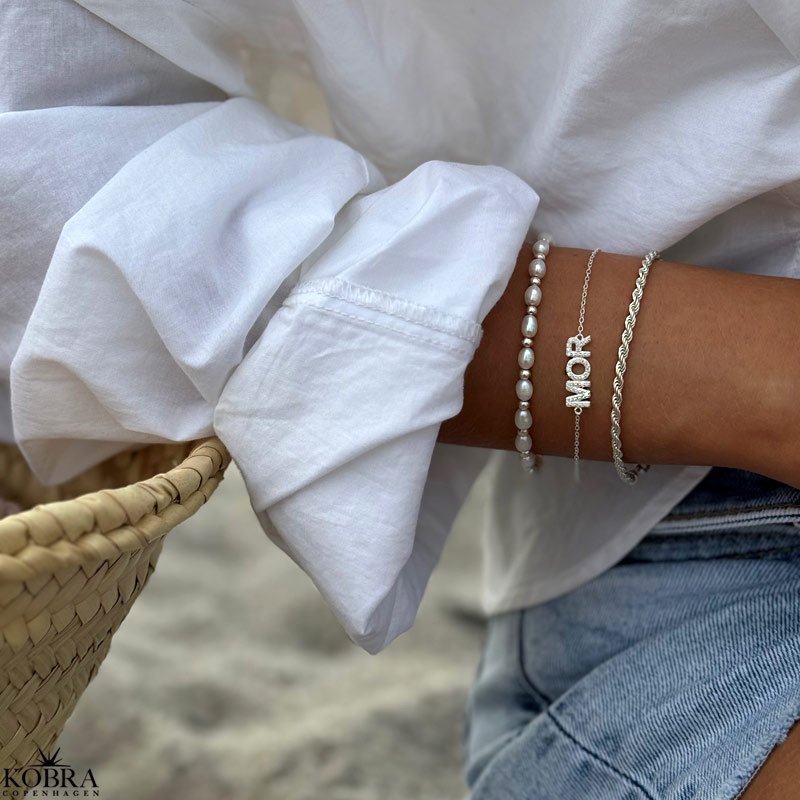 "MOR" slv armbnd med sten
