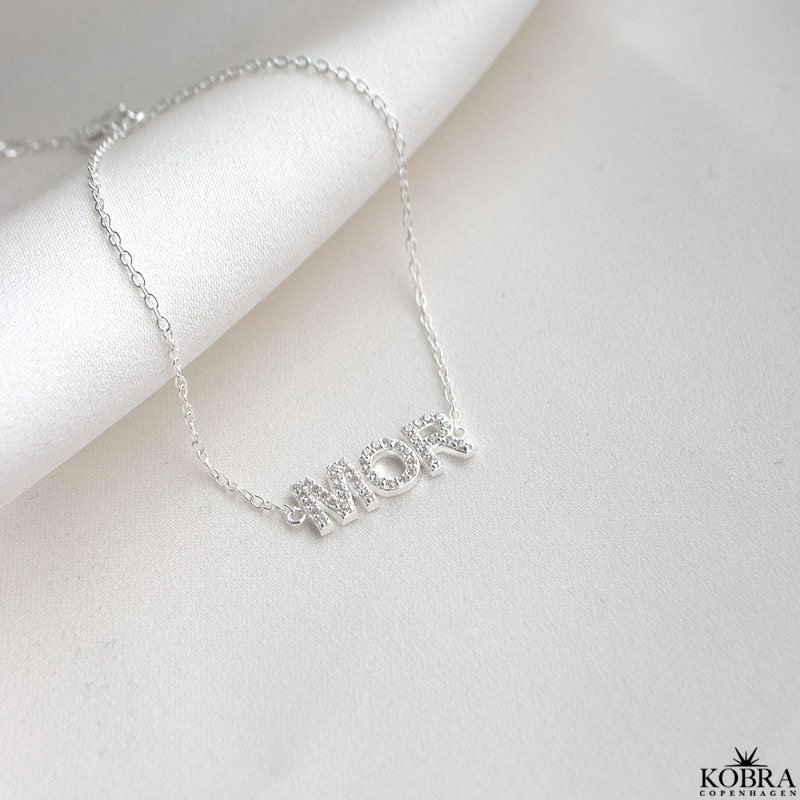 "MOR" slv armbnd med sten