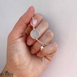 "Merci" slv armbnd med ferskvands perle og personlig gravering