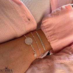"Merci" slv armbnd med ferskvands perle og personlig gravering