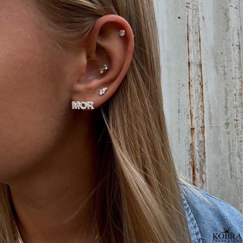 "MOR" slv reringe med smukke hvide sten