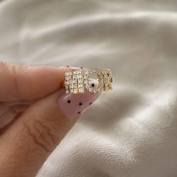 "MOR" ring med sten � 18K PVD Forgyldt