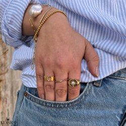 "Sarasota" guld armbnd med stor ferskvandsperle