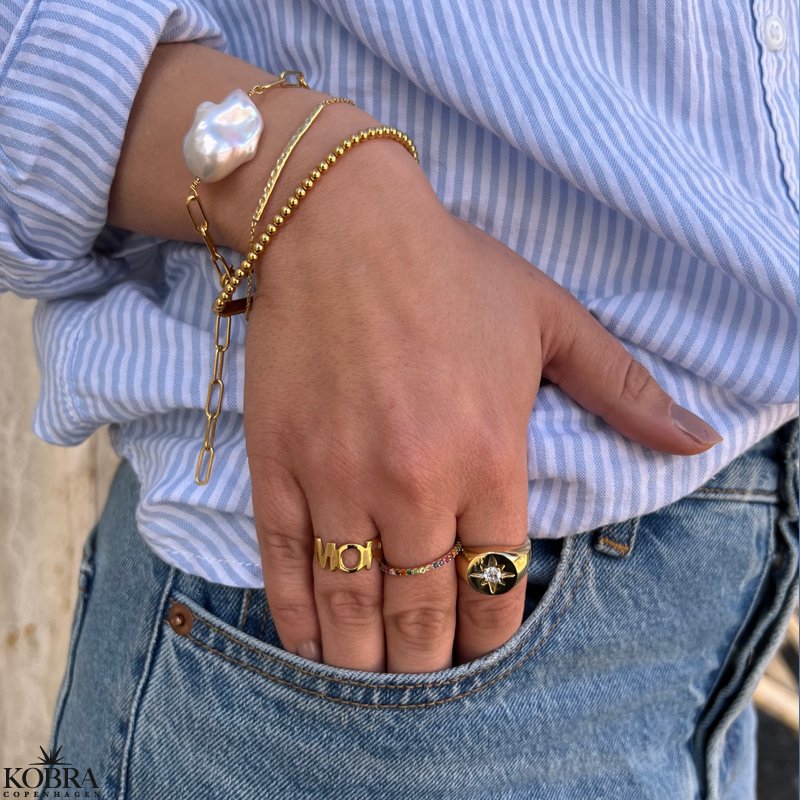 "Sarasota" guld armbnd med stor ferskvandsperle