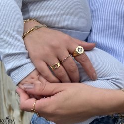 "Hawaii" 18 karat forgyldt ring med multifarvet sten