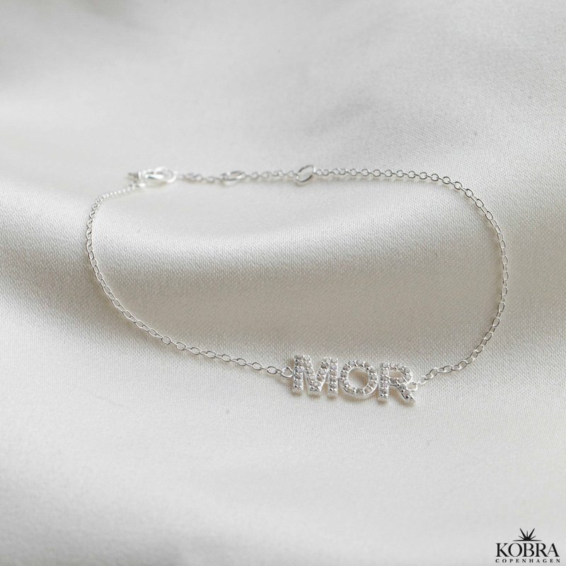 "MOR" slv armbnd med sten