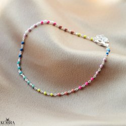  "Moria" silver ankle chain with colored balls