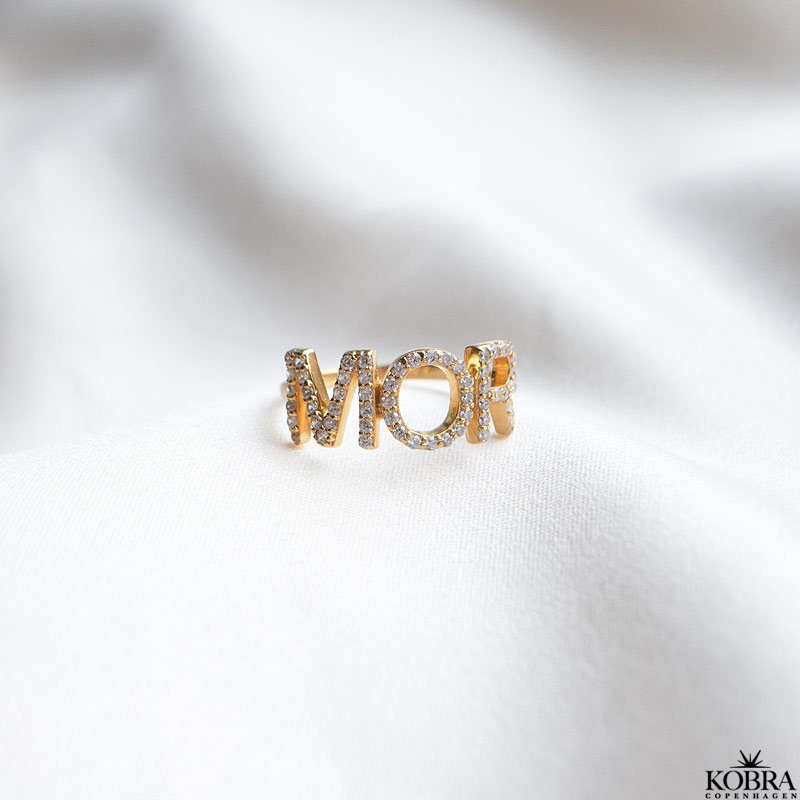 "Mor" gullring med zirconia stein til mor