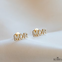 "MOR" �reringe i guld med smukke hvide sten