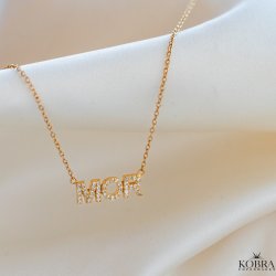 "MOR" guld halsk�de med sten
