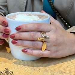 "Malou" 18 karat forgyldt signet ring med indgravering