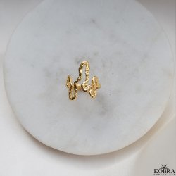 "Nagini Organic" Slange ring i organiske former  Hammerslet look i forgyldt