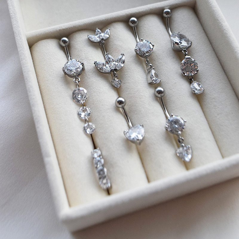 "Melinda" navlepiercing med zirkonia