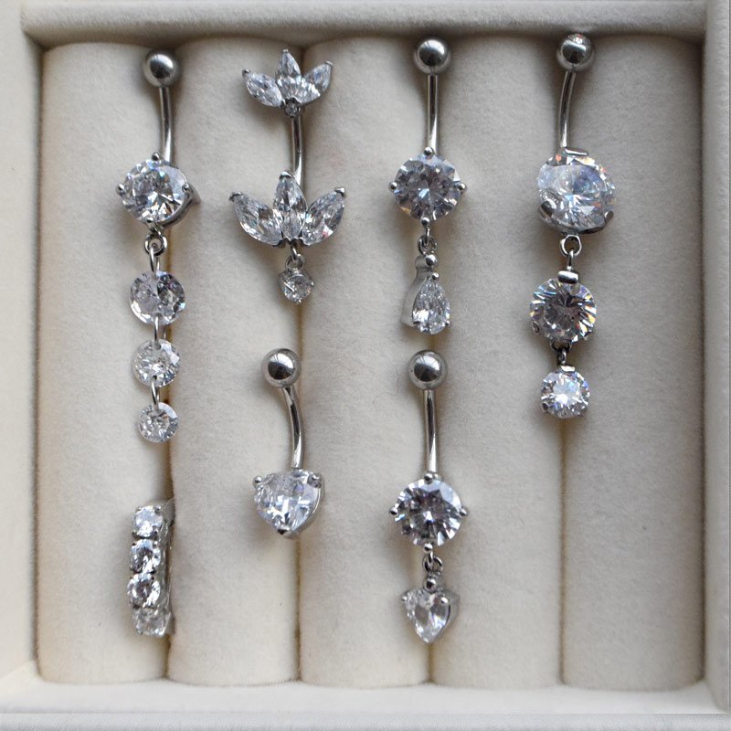 "Melinda" navlepiercing med zirkonia