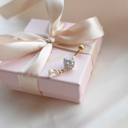 "Carmela" navlepiercing med dr�be og zirkonia