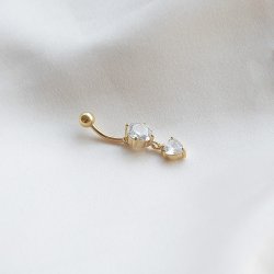 "Anniston" navlepiercing med hjerte og zirkonia