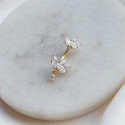 "Marietta" sommerfugl navlepiercing med zirkonia