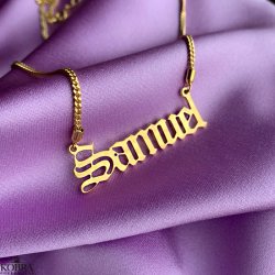 "Bronx" 18 karat forgyldt navnehalskde med dit navn samt 2mm. panzerkde