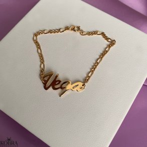 Hndlavet navnearmbnd i guld