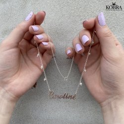 "Milano" hndlavet slv navnehalskde med sm hvide ferskvandsperler