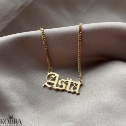 "Bronx" 18 karat forgyldt navnehalskde med dit navn samt 2mm. panzerkde