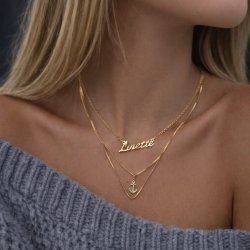 "Saga" Personlig Navnehalsk�de � H�ndlavet i 18K forgyldt s�lv