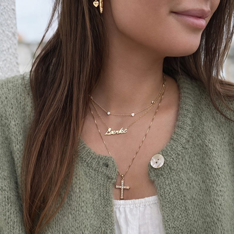 "Guardian" 18k gold plated cross necklace with stone