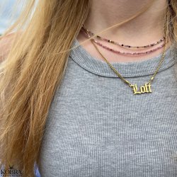 "Bronx" 18 karat forgyldt navnehalskde med dit navn samt 2mm. panzerkde