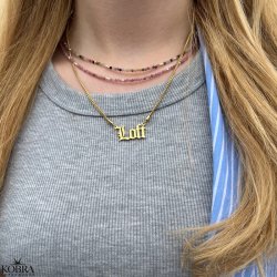 "Bronx" 18 karat forgyldt navnehalskde med dit navn samt 2mm. panzerkde