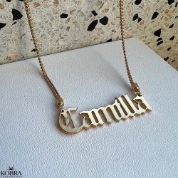 "Bronx" 18 karat forgyldt navnehalskde med dit navn samt 2mm. panzerkde