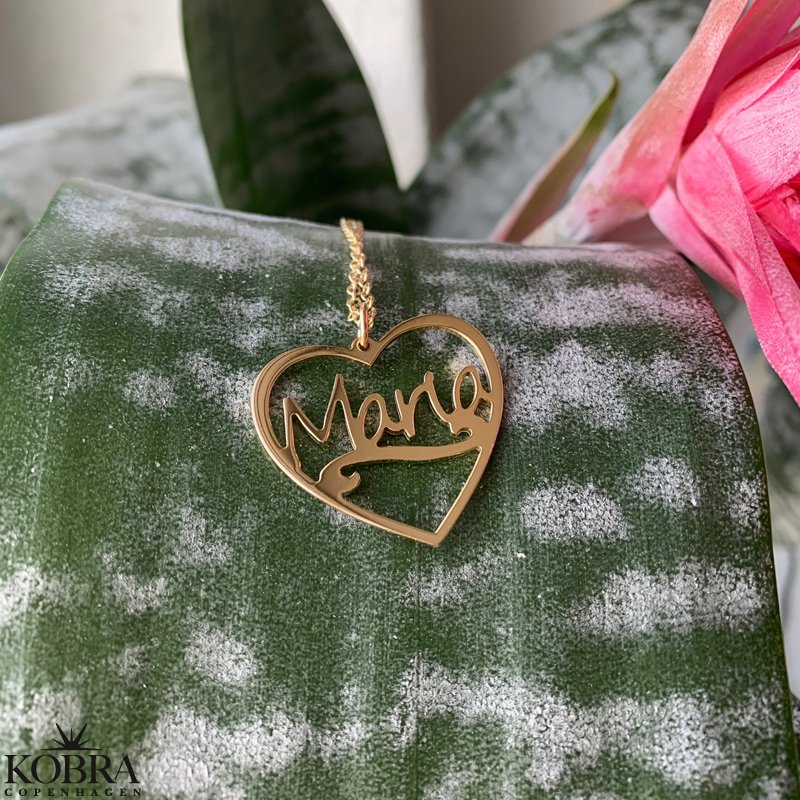 "Sweetheart" 18 karat forgyldt hjerte navnehalskde