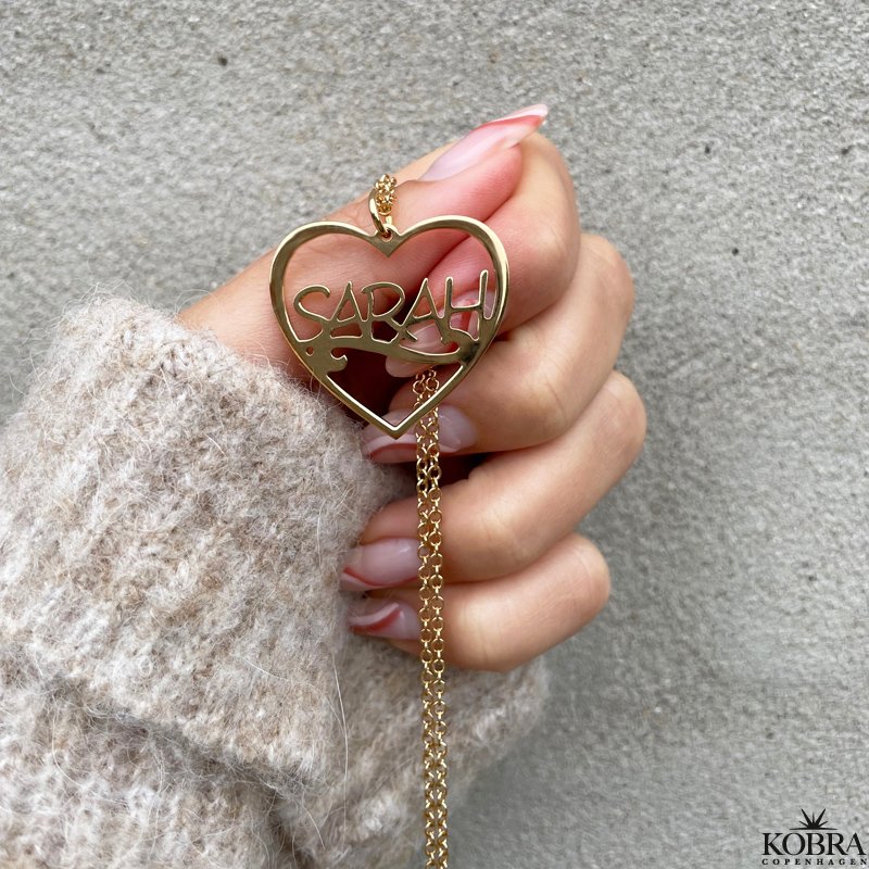 "Sweetheart" 18 karat forgyldt hjerte navnehalskde