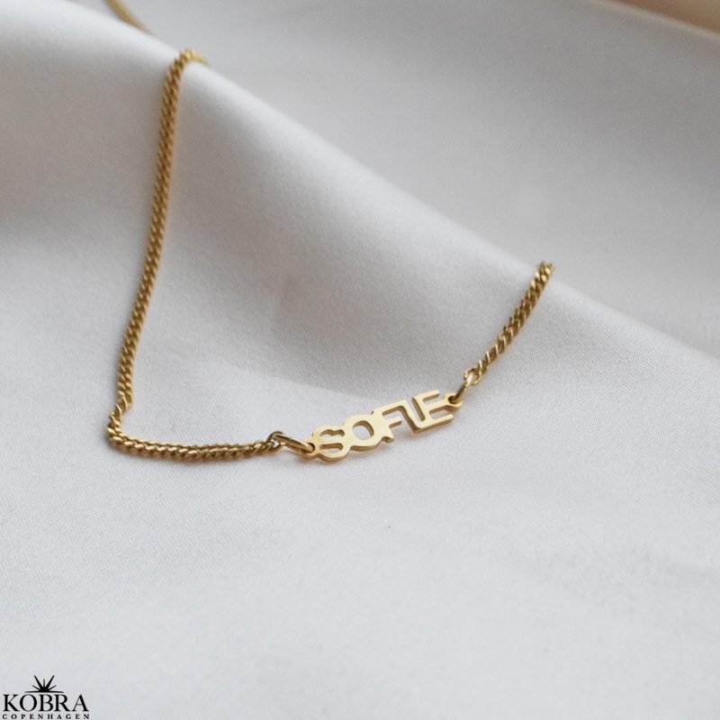 "Manhattan" guld navnehalskde med panzerkde