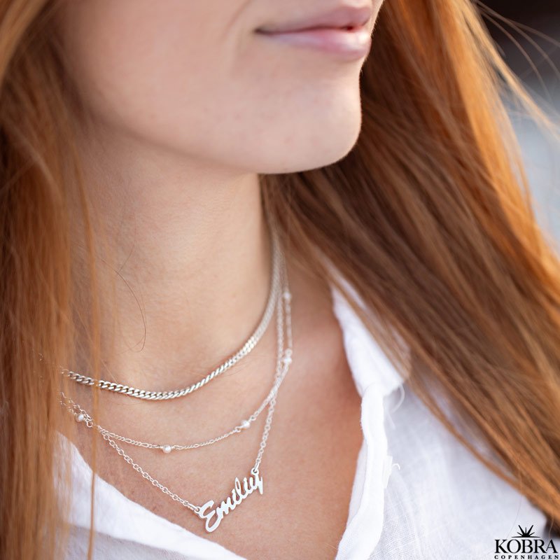 "Clinton" 3mm panzer halskde i sterling slv