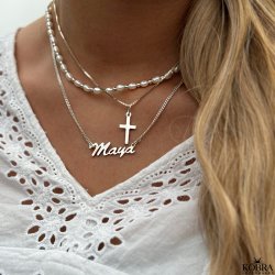 "Sankta" enkel kors halskde i slv