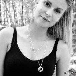 Dobbelt Love Wheel slvhalskde med hjerte, inklusiv gravering