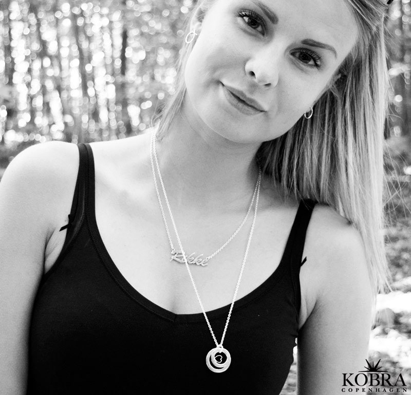 Dobbelt Love Wheel slvhalskde med hjerte, inklusiv gravering