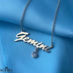 Guld navnehalskæde med din månedssten / birthstone