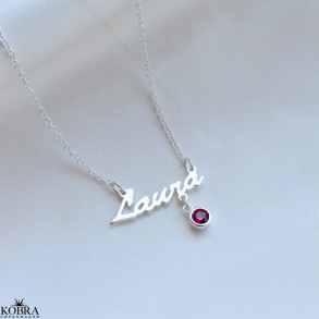 Name necklace in sterling silver with your birthstone