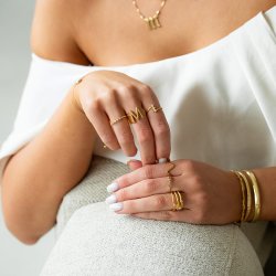 "Wave" 18 karat forgyldt b�lget ring